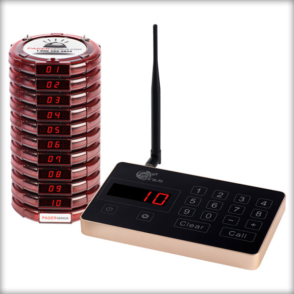 Complete Pager Genius Covid-19 Social Distancing Paging System 10 / Red PagerGenius Restaurant Paging System