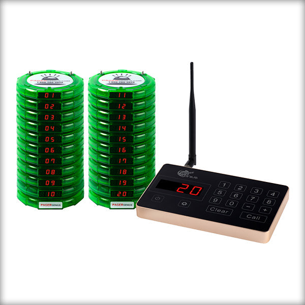Wireless Paging System with Transmitter Long Range Calling System