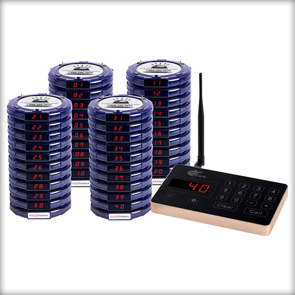 Complete Pager Genius Covid-19 Social Distancing Paging System 40 / Blue PagerGenius Restaurant Paging System