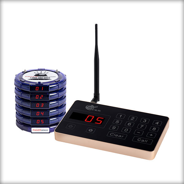Complete Pager Genius Covid-19 Social Distancing Paging System 5 / Blue PagerGenius Restaurant Paging System