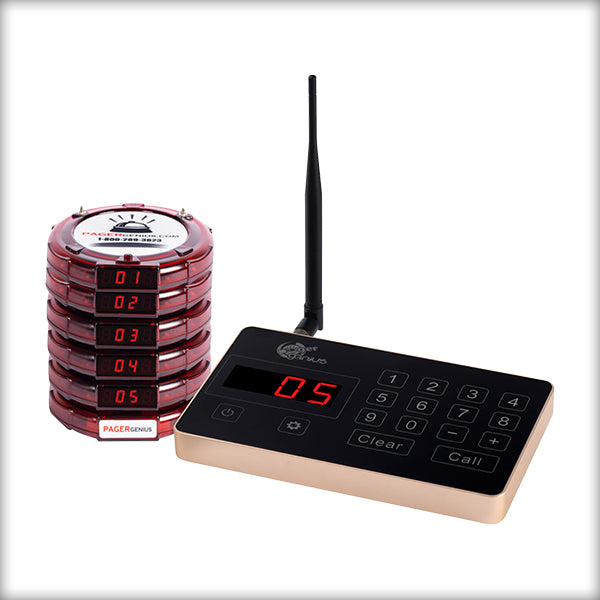 Complete Pager Genius Covid-19 Social Distancing Paging System 5 / Red PagerGenius Restaurant Paging System