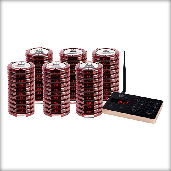 Complete Pager Genius Covid-19 Social Distancing Paging System 60 / Red PagerGenius Restaurant Paging System