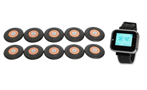 Pager Genius Customer Table Paging System 10 Table Paging System Buttons and Two Watches PagerGenius Customer Server Paging System