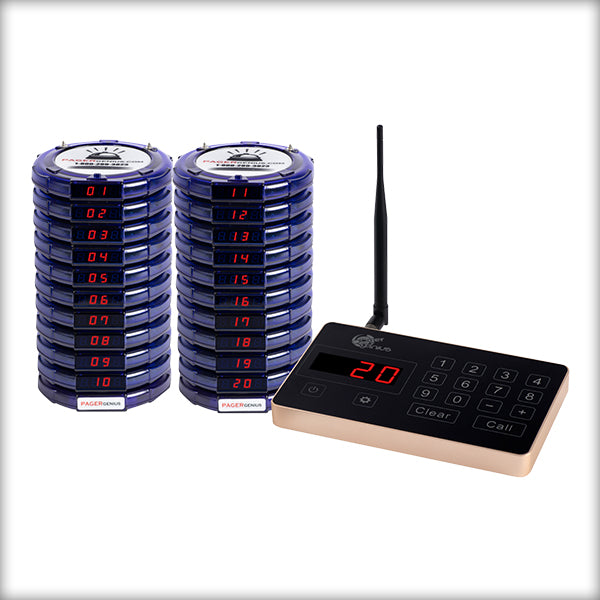 Complete Pager Genius Covid-19 Social Distancing Paging System 20 / Blue PagerGenius Restaurant Paging System